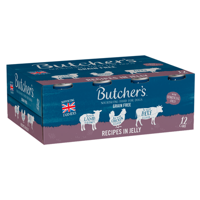 Butchers Recipes in Jelly Dog Food Tins