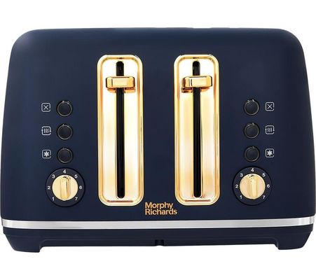 MORPHY RICHARDS Accents 242045 4-Slice Toaster - Midnight Blue & Gold, Blue - Thumbnail 2