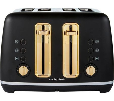 MORPHY RICHARDS Accents Gold 242047 4-Slice Toaster - Black, Black,Gold - Thumbnail 2