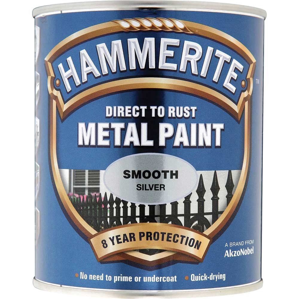 Hammerite 5084894 Direct To Rust Smooth Finish Metal Paint Silver 250Ml - Image 1