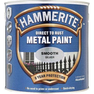 Hammerite 5084897 Direct To Rust Smooth Finish Metal Paint Silver 2.5 Litre