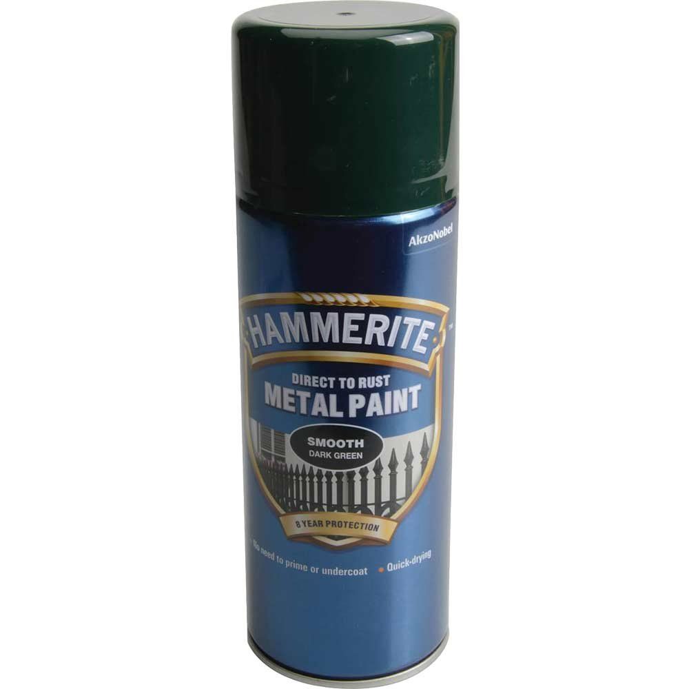 Hammerite 5092821 Direct To Rust Smooth Finish Aerosol Dark Green 400Ml - Image 1