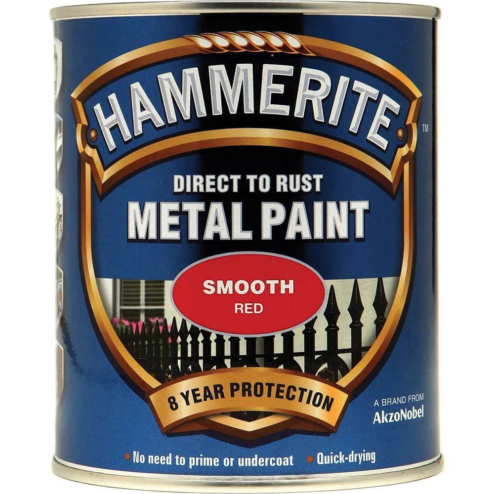Hammerite 5092824 Direct To Rust Smooth Finish Metal Paint Red 750Ml - Image 1