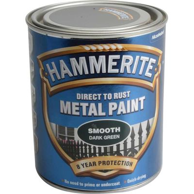 Hammerite 5092825 Direct To Rust Smooth Finish Metal Paint Dark Green 750Ml