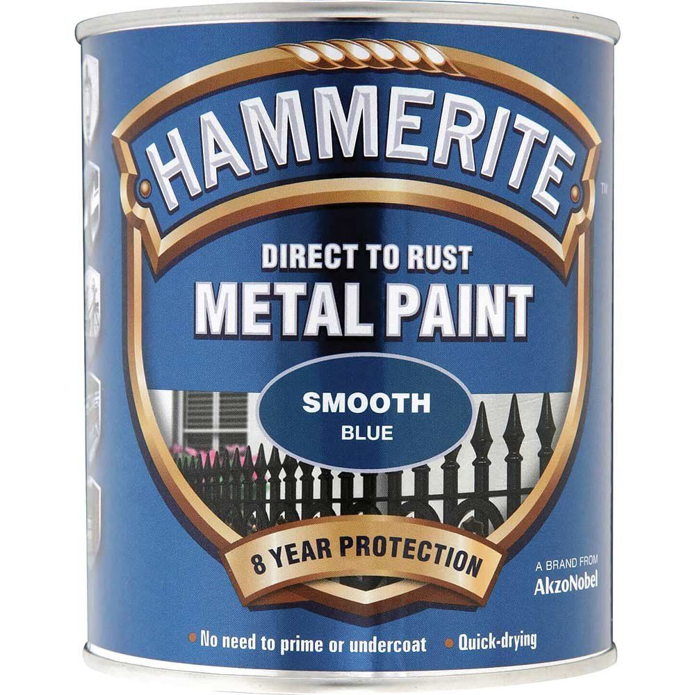 Hammerite 5092826 Direct To Rust Smooth Finish Metal Paint Blue 750Ml - Image 1
