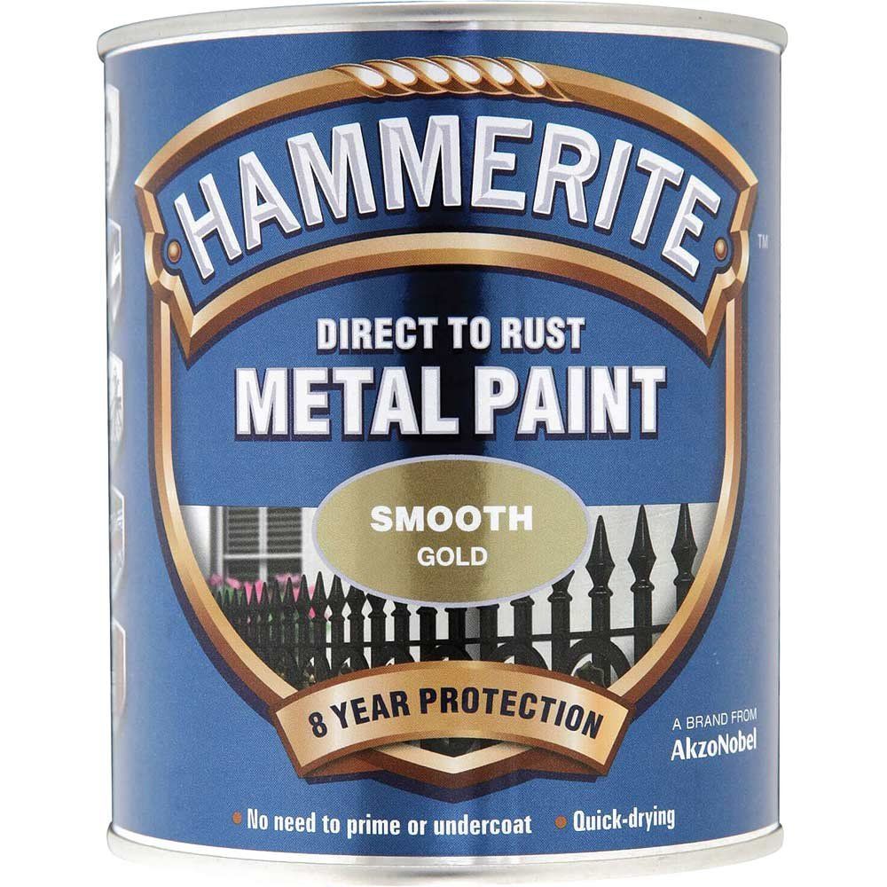 Hammerite 5092830 Direct To Rust Smooth Finish Metal Paint Gold 750Ml - Image 1