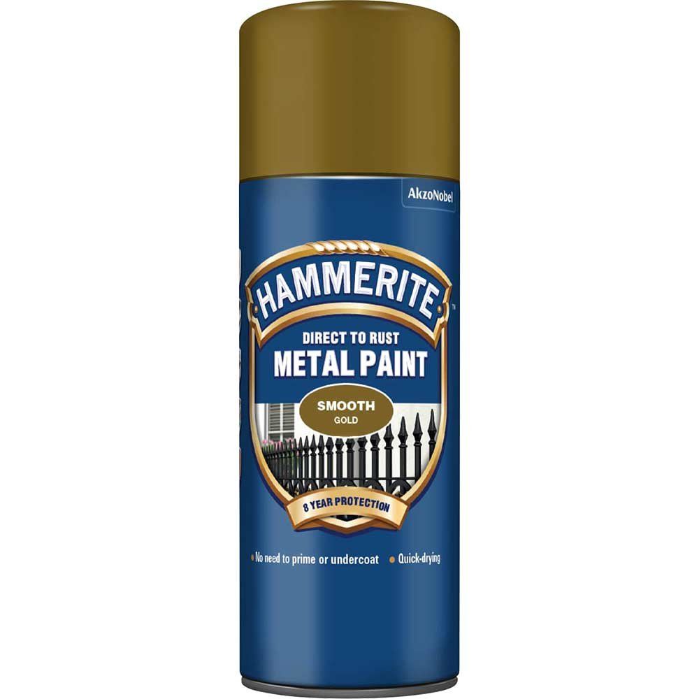 Hammerite 5092831 Direct To Rust Smooth Finish Aerosol Gold 400Ml - Image 1