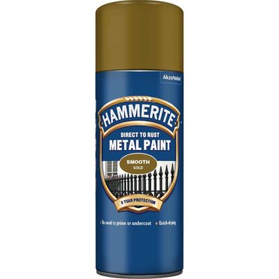 Hammerite 5092831 Direct To Rust Smooth Finish Aerosol Gold 400Ml