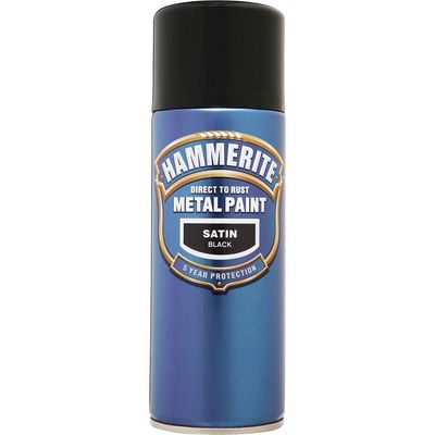 Hammerite 5084778 Direct To Rust Smooth Finish Aerosol Satin Black 400Ml