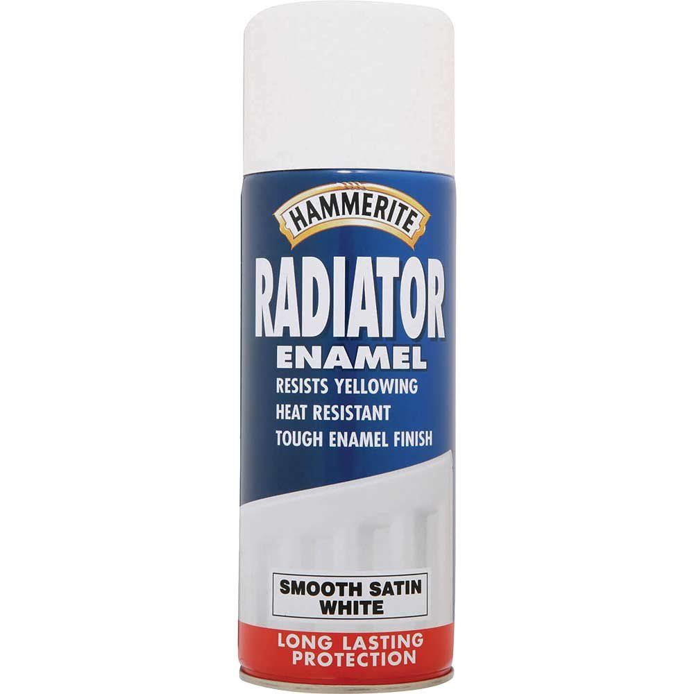 Hammerite 5092847 Radiator Enamel Aerosol Satin White 400Ml - Image 1