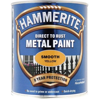 Hammerite 5092874 Direct To Rust Smooth Finish Metal Paint Yellow 750Ml