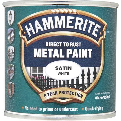 Hammerite 5092881 Direct To Rust Satin Finish Metal Paint White 250Ml