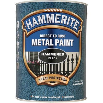 Hammerite 5084795 Direct To Rust Hammered Finish Metal Paint Black 2.5 Litre