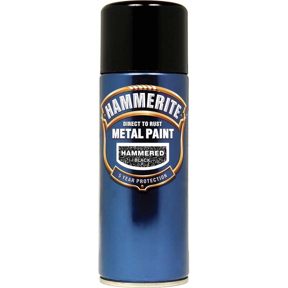 Hammerite 5084781 Direct To Rust Hammered Finish Aerosol Black 400Ml - Image 1