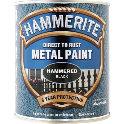 Hammerite 5092955 Direct To Rust Hammered Finish Metal Paint Black 750Ml