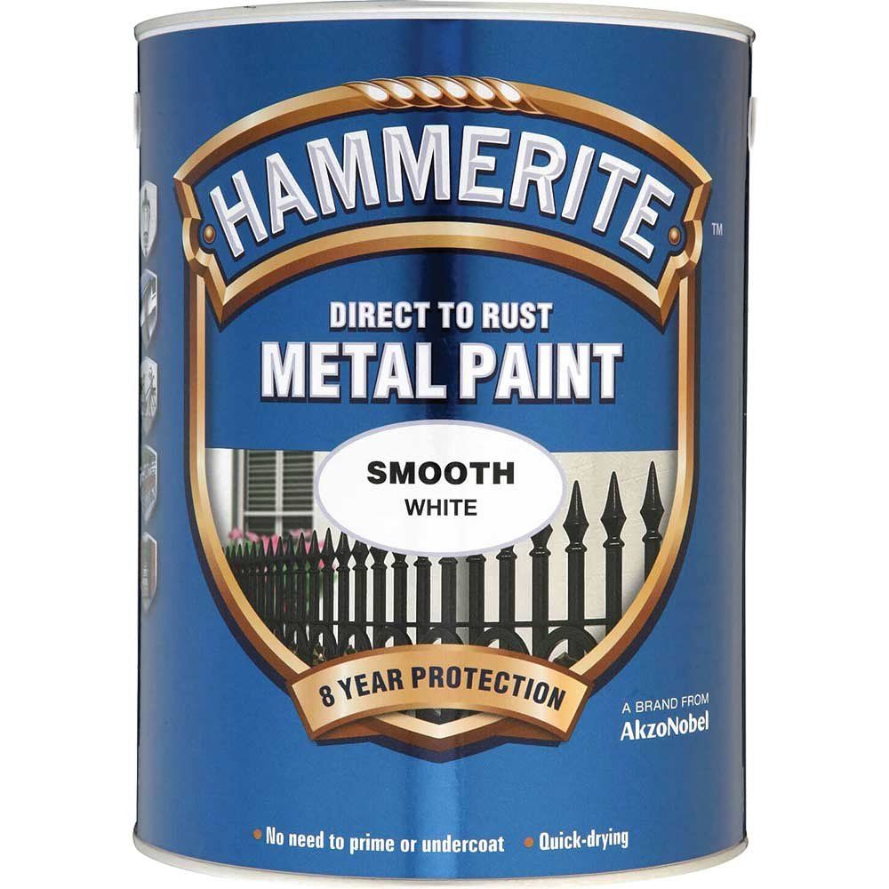 Hammerite 5084861 Direct To Rust Smooth Finish Metal Paint White 5 Litre - Image 1