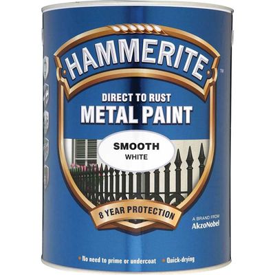 Hammerite 5084861 Direct To Rust Smooth Finish Metal Paint White 5 Litre