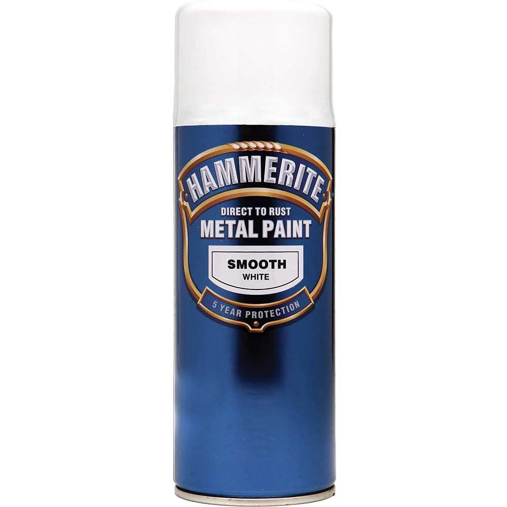 Hammerite 5084782 Direct To Rust Smooth Finish Aerosol White 400Ml - Image 1