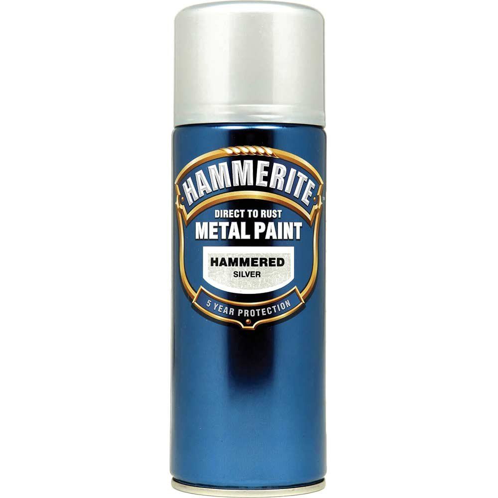 Hammerite 5084783 Direct To Rust Hammered Finish Aerosol Silver 400Ml - Image 1