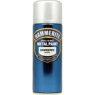 Hammerite 5084783 Direct To Rust Hammered Finish Aerosol Silver 400Ml