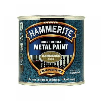 Hammerite Hammered Finish Metal Paint Gold 250ml