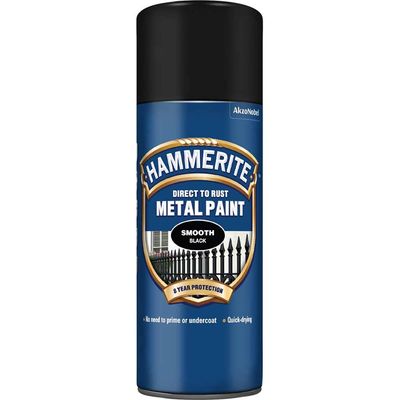 Hammerite 5092965 Direct To Rust Smooth Finish Aerosol Black 400Ml