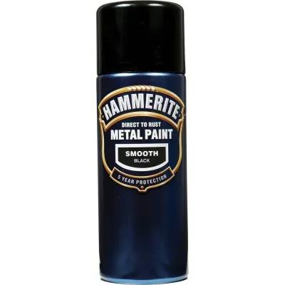Hammerite 5092965 Direct To Rust Smooth Finish Aerosol Black 400Ml - Thumbnail 2