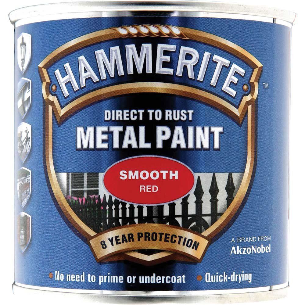 Hammerite 5084869 Direct To Rust Smooth Finish Metal Paint Red 250Ml - Image 1