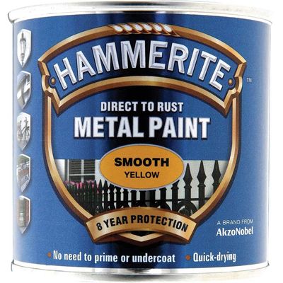 Hammerite 5084874 Direct To Rust Smooth Finish Metal Paint Yellow 250Ml