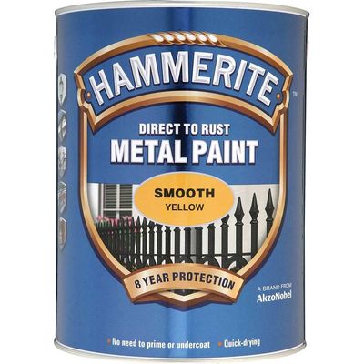 Hammerite 5084878 Direct To Rust Smooth Finish Metal Paint Yellow 5 Litre