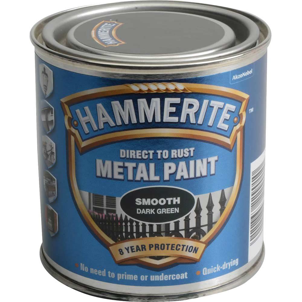 Hammerite 5084889 Direct To Rust Smooth Finish Metal Paint Dark Green 250Ml - Image 1