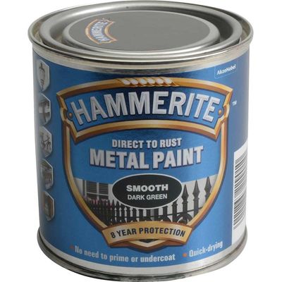 Hammerite 5084889 Direct To Rust Smooth Finish Metal Paint Dark Green 250Ml