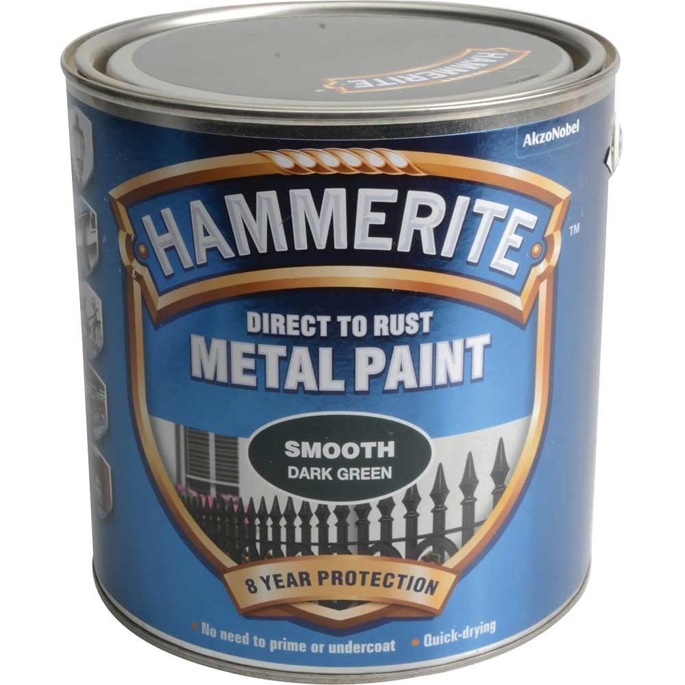 Hammerite 5084892 Direct To Rust Smooth Finish Metal Paint Dark Green 2.5 Litre - Image 1