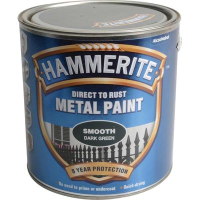 Hammerite 5084892 Direct To Rust Smooth Finish Metal Paint Dark Green 2.5 Litre