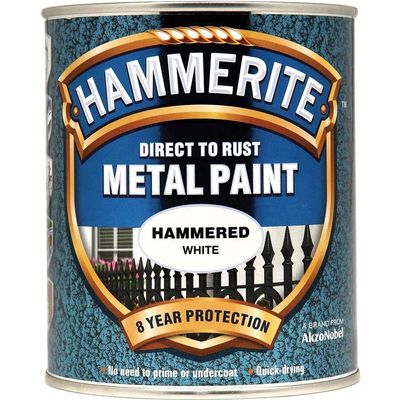 Hammerite 5092971 Direct To Rust Hammered Finish Metal Paint White 750Ml