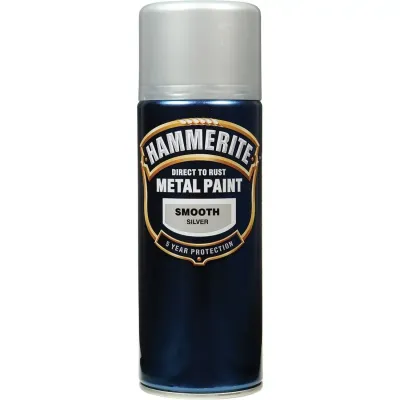 Hammerite 5084785 Direct To Rust Smooth Finish Aerosol Silver 400Ml - Thumbnail 2