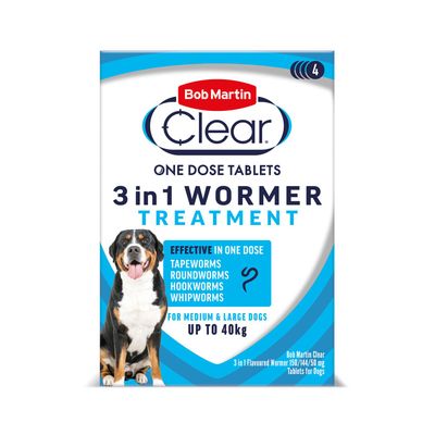 Pack of 4 Bob Martin Clear 3-in-1 Wormer Tablets - Thumbnail 2