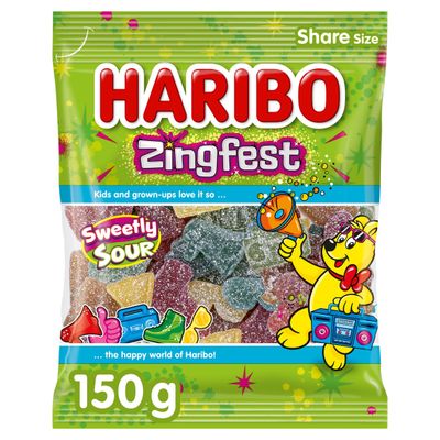 HARIBO Zingfest Sour Fizzy Jelly Sweets Sharing Bag 150g - Thumbnail 2