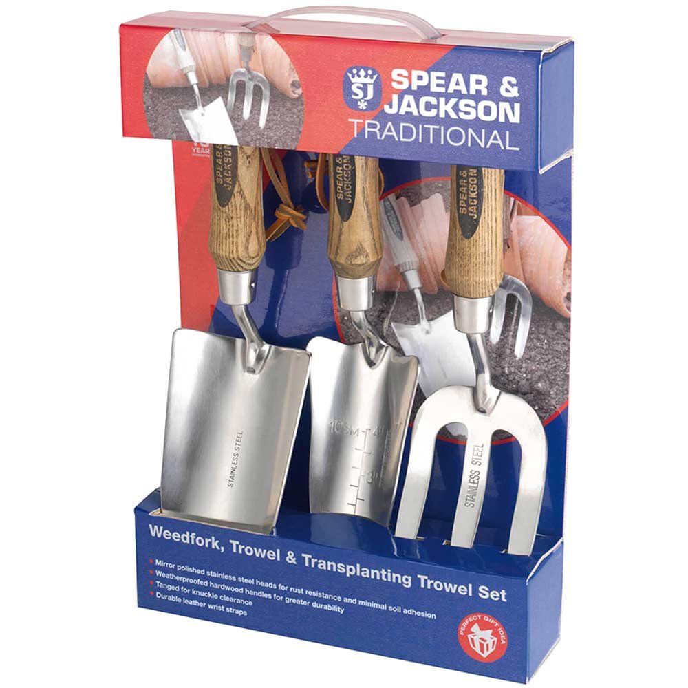 Spear and Jackson Traditional 3 Piece Stainless Steel Garden Hand Tool Set - Image 1