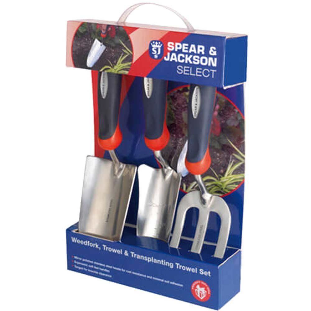 Spear and Jackson 3 Piece Select Stainless Steel Hand Trowel and Weedfork Set - Image 1