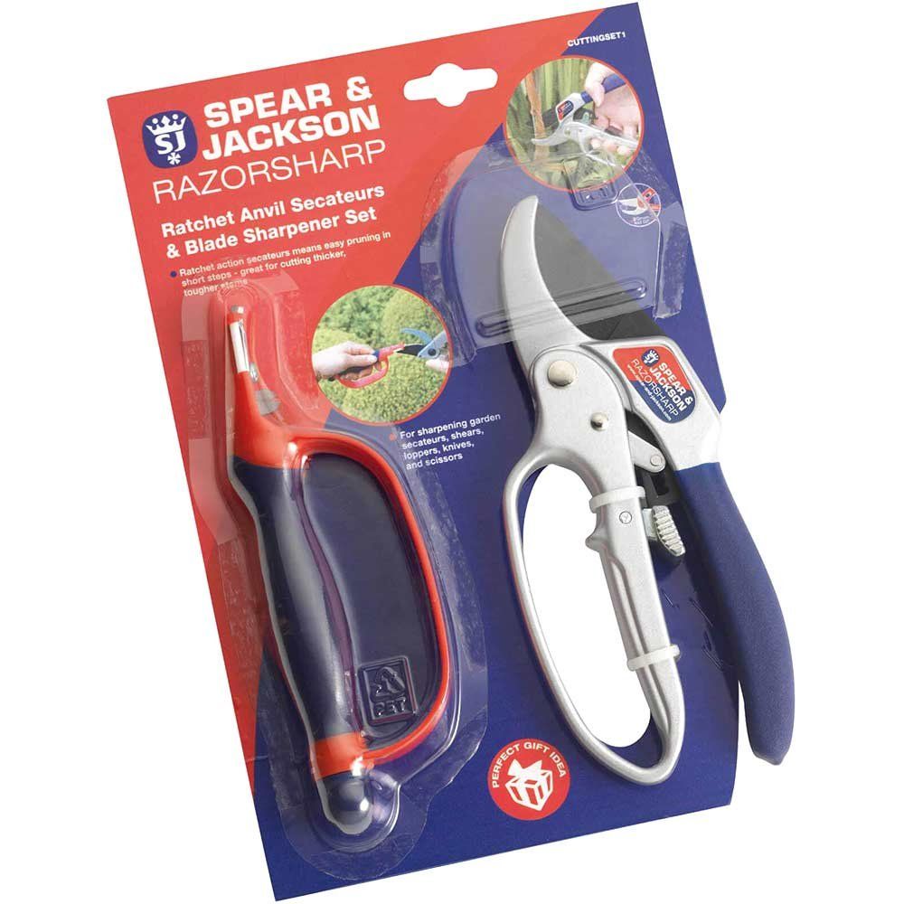 Spear and Jackson Razorsharp Anvil Secateurs and Sharpener Set - Image 1