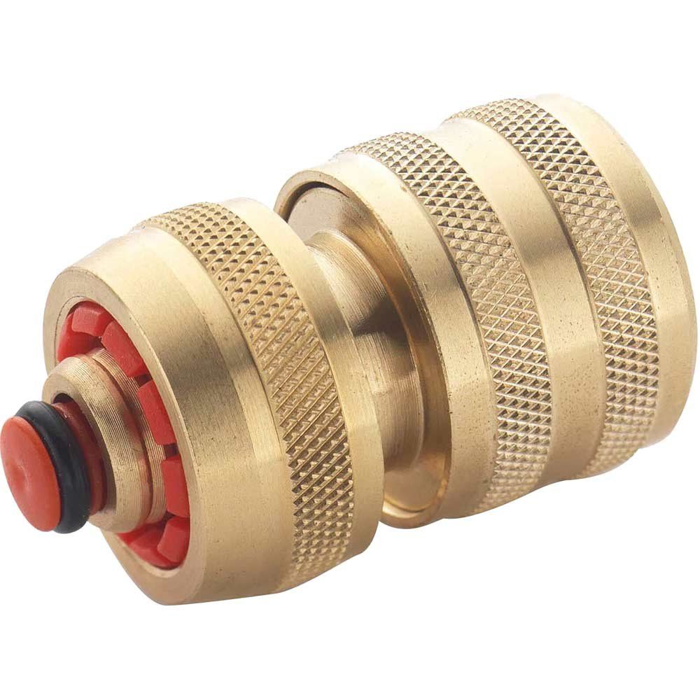 Spear and Jackson Water Stop Brass Hose Connector 1/2" / 12.5mm Pack of 1 - Image 1