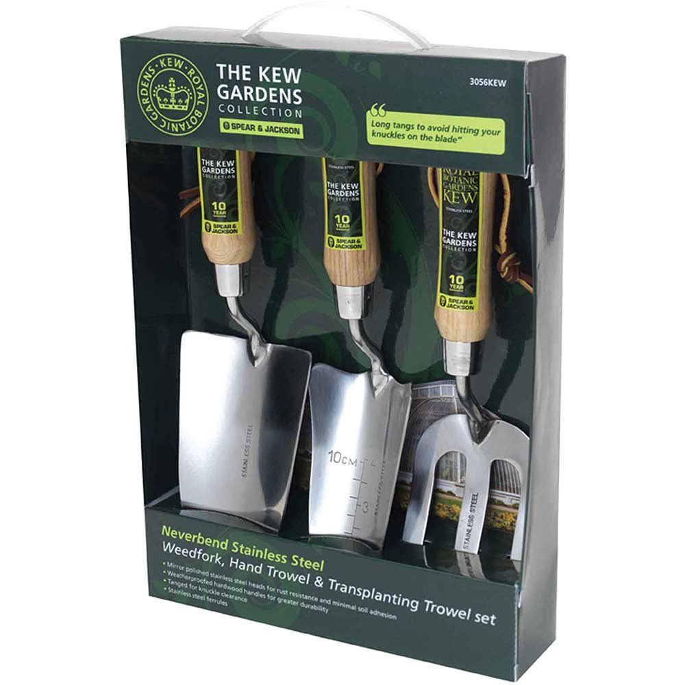 Kew Gardens Neverbend 3 Piece Stainless Steel Garden Hand Tool Set - Image 1
