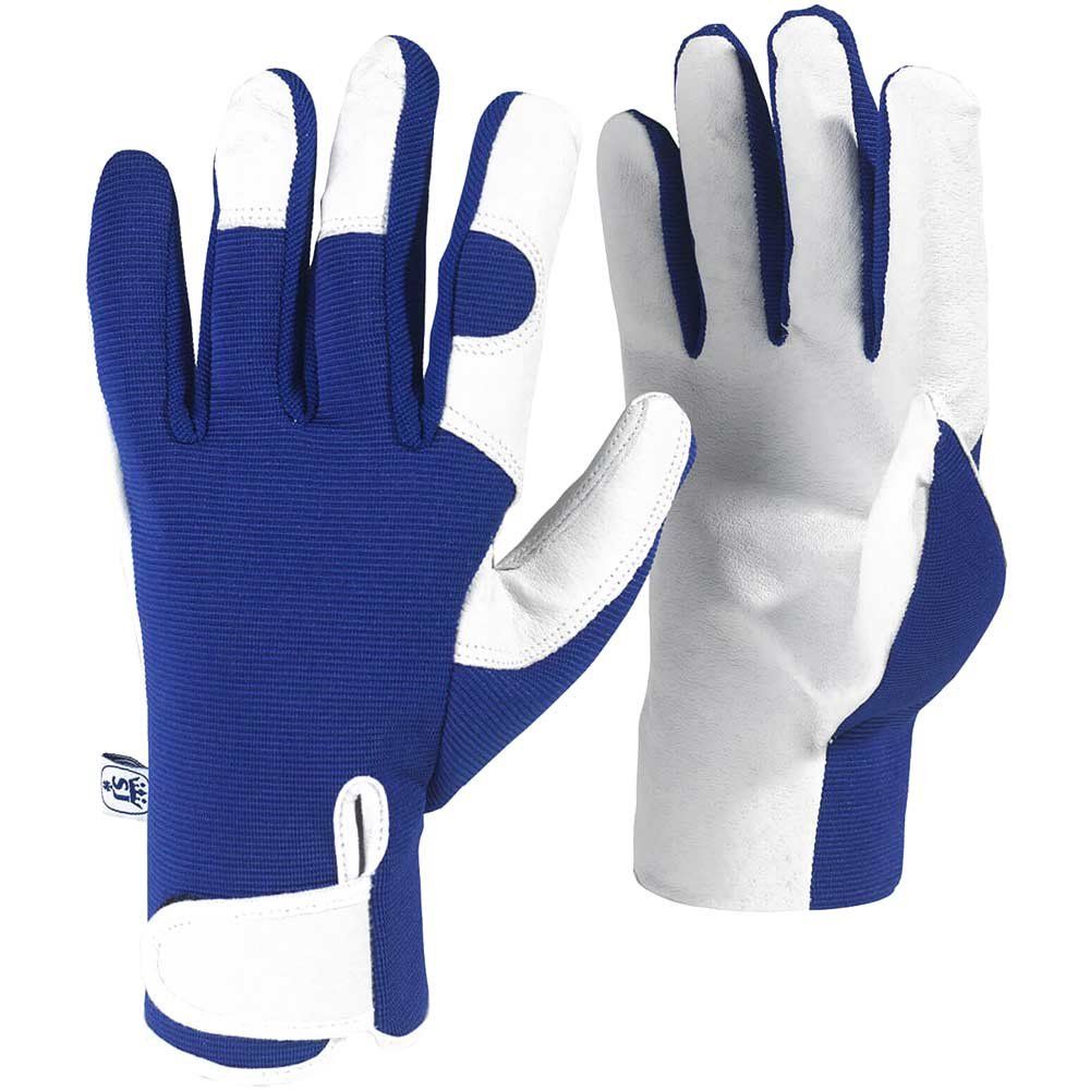 Kew Gardens Leather Palm Gardening Gloves Blue L - Image 1