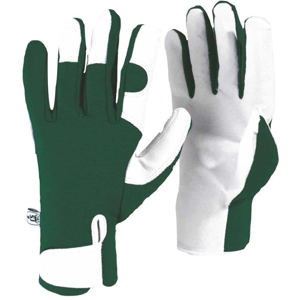 Kew Gardens Leather Palm Gardening Gloves Green S - Image 1