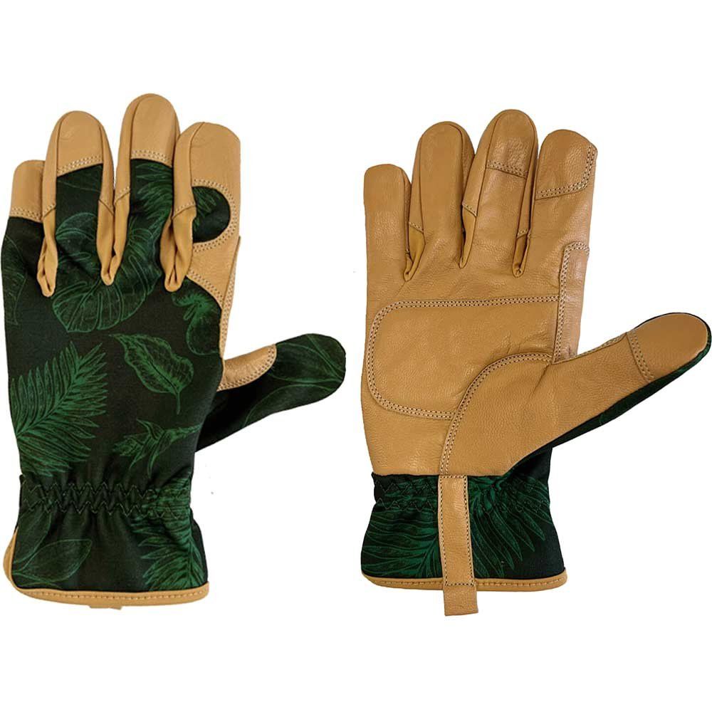 Kew Gardens High Performance Leather Gardening Gloves Brown / Green S Pack of 1 - Image 1