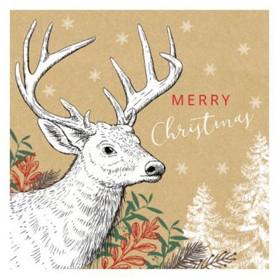 Pack of 10 Square Kraft Christmas Cards - Red - Thumbnail 2
