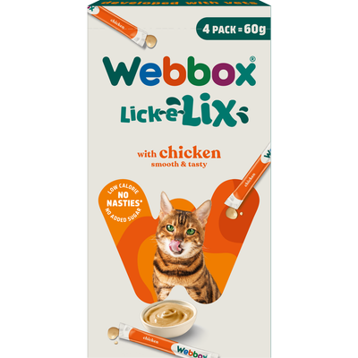 Pack of 4 Webbox Lick-E-Lix Cat Treats - Chicken