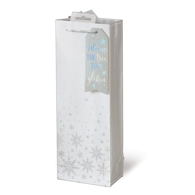 Ice Snowflakes Design Christmas Bottle Bag - White
