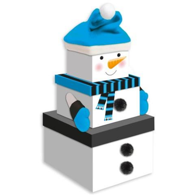 Large Christmas Stackable Snowman Boxes 3 Set - Thumbnail 2